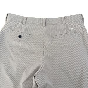 Nike Golf Pants Mens 36x28 Gray Pinstripe Dri Fit Flat Front Travel 433251-419